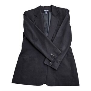 Lands End Womens Wool Single Button Blazer 10 Navy Career‎ Professional Office